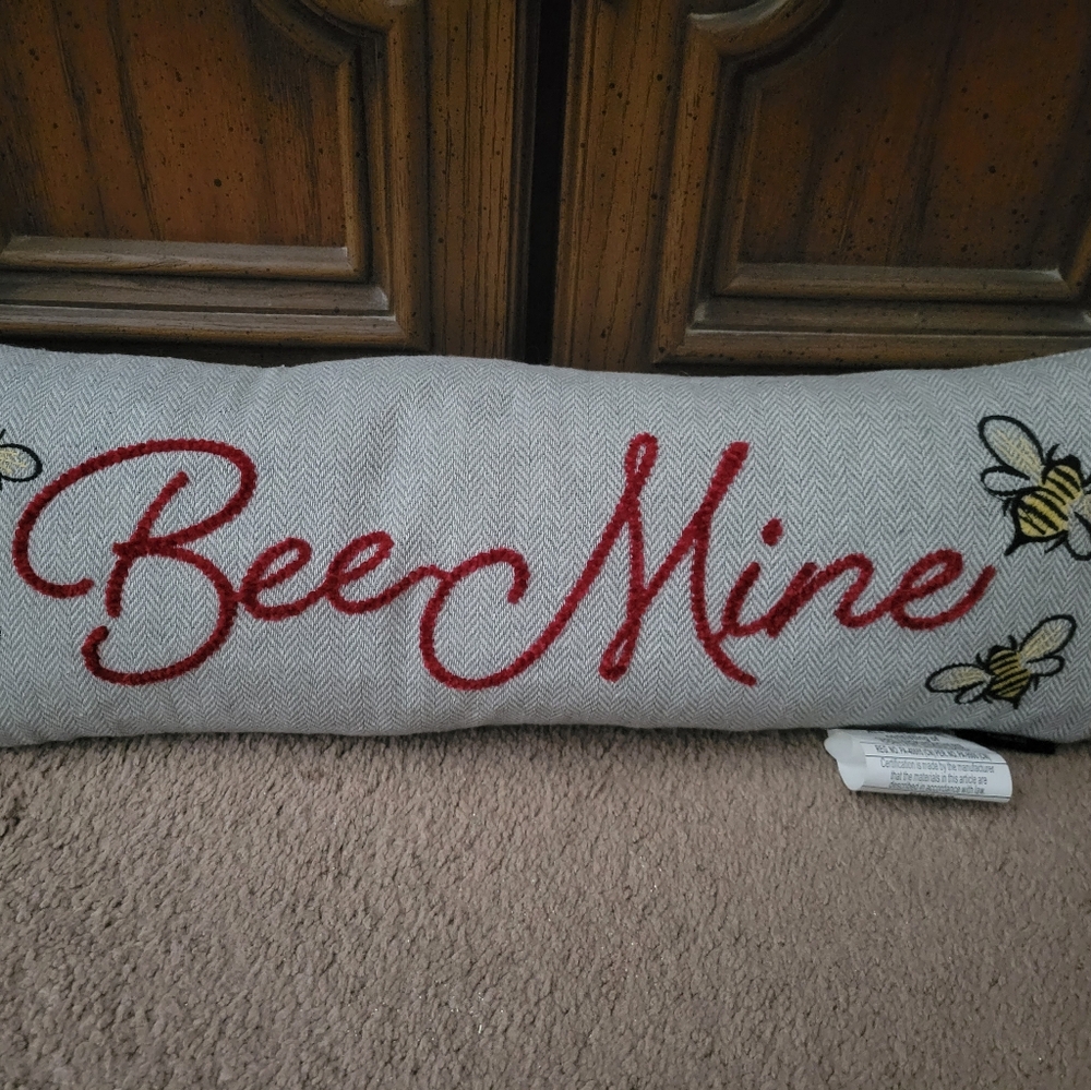 Bee Mine Gray and Red Accent Pillow